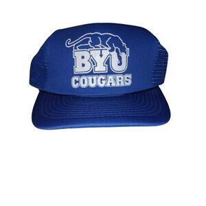 V1-Vintage 1980s BYU Cougars Trucker Cap Snapback